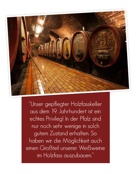 Alte Weinfässer im Weingut Keller
