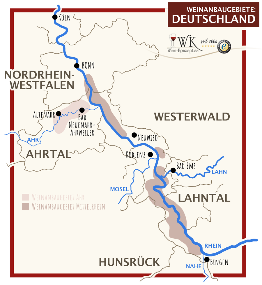 Weinanbaugebiete Ahr und Mittelrhein