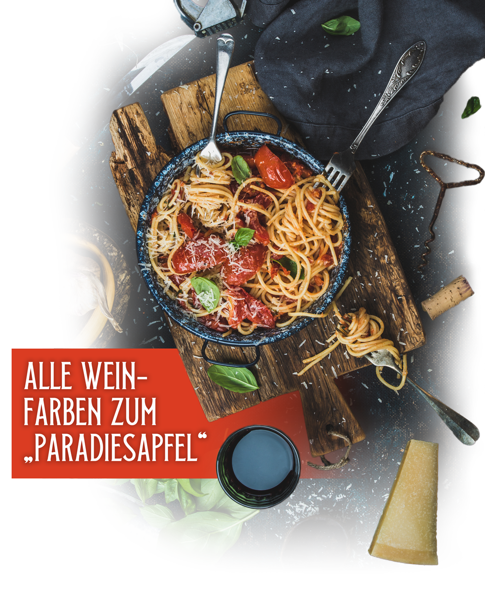 Pasta mit Tomate und Wein