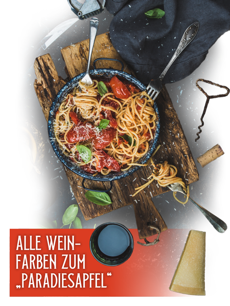 Pasta mit Tomate und Wein