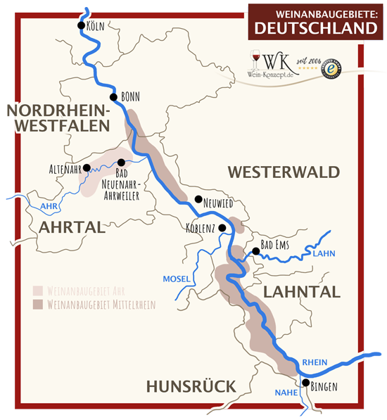Weinanbaugebiete Ahr und Mittelrhein