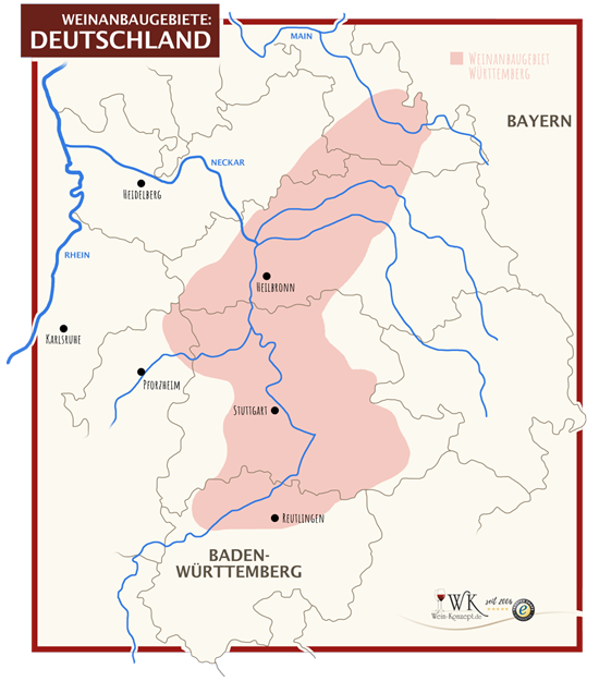 Weinbaugebiete in Württemberg